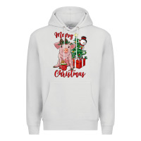 Dove Grey merry christmas pig Premium Hoodie - RanaPortraitStore