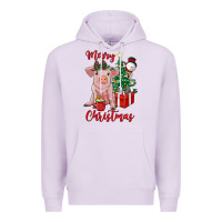 Lilac merry christmas pig Premium Hoodie - RanaPortraitStore