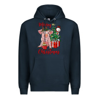 Navy merry christmas pig Premium Hoodie - RanaPortraitStore
