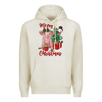 Oatmeal Heather merry christmas pig Premium Hoodie - RanaPortraitStore