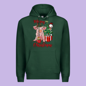 Merry Christmas Pig Premium Hoodie Designed By Ranaportraitstore
