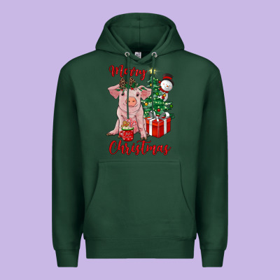Merry Christmas Pig Premium Hoodie Designed By Ranaportraitstore