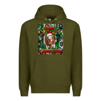Army Green merry christmas longhorn cow Premium Hoodie - RanaPortraitStore