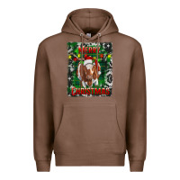 Chestnut merry christmas longhorn cow Premium Hoodie - RanaPortraitStore