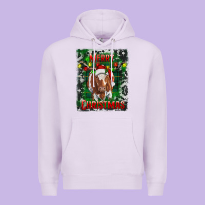 Merry Christmas Longhorn Cow Premium Hoodie Designed By Ranaportraitstore