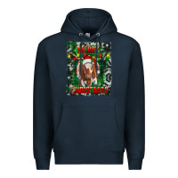 Navy merry christmas longhorn cow Premium Hoodie - RanaPortraitStore
