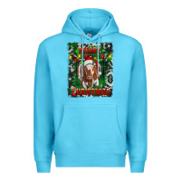 Ocean Blue merry christmas longhorn cow Premium Hoodie - RanaPortraitStore