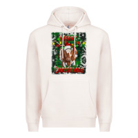 Pale Pink merry christmas longhorn cow Premium Hoodie - RanaPortraitStore