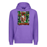 Purple merry christmas longhorn cow Premium Hoodie - RanaPortraitStore