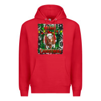 Red merry christmas longhorn cow Premium Hoodie - RanaPortraitStore