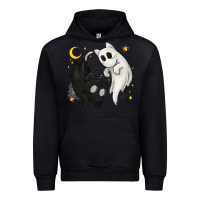 Black Ghost Cats with Balance Halloween Urban Hoodie - texasbilliewilder