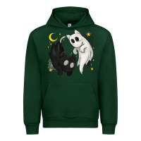Forest Green Ghost Cats with Balance Halloween Urban Hoodie - texasbilliewilder