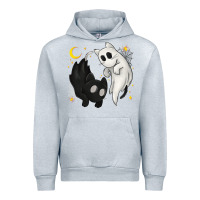 Heather Grey Ghost Cats with Balance Halloween Urban Hoodie - texasbilliewilder