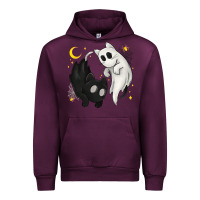 Mauve Wine Ghost Cats with Balance Halloween Urban Hoodie - texasbilliewilder