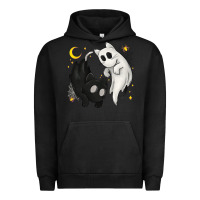 Pigment Black Ghost Cats with Balance Halloween Urban Hoodie - texasbilliewilder