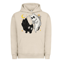 Pigment French Oak Ghost Cats with Balance Halloween Urban Hoodie - texasbilliewilder
