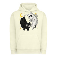 Pigment Pistachio Ghost Cats with Balance Halloween Urban Hoodie - texasbilliewilder