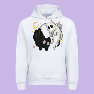 Ghost Cats With Balance Halloween Urban Hoodie Designed By Texasbilliewilder