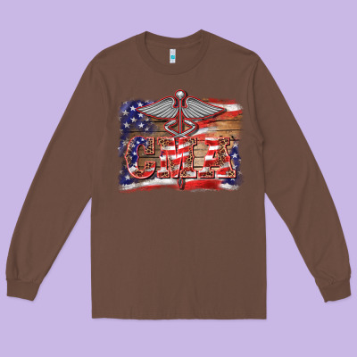 Patriotic Nurse Certified Medical Assistant Medilcal Symbol Background Long Sleeve Tee Designed By Barkaloodesign