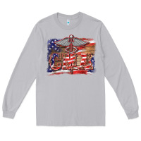 Moon Dust patriotic nurse certified medical assistant medilcal symbol background Long Sleeve Tee - BarkalooDesign