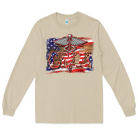 Mushroom patriotic nurse certified medical assistant medilcal symbol background Long Sleeve Tee - BarkalooDesign
