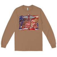 Toasted Coconut patriotic nurse certified medical assistant medilcal symbol background Long Sleeve Tee - BarkalooDesign