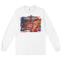 White patriotic nurse certified medical assistant medilcal symbol background Long Sleeve Tee - BarkalooDesign