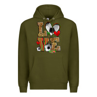 Army Green love soccer Premium Hoodie - Zillion Design Studio