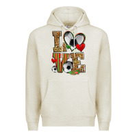 Oatmeal Heather love soccer Premium Hoodie - Zillion Design Studio