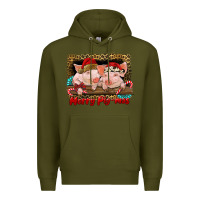 Army Green merry pig mas Premium Hoodie - RanaPortraitStore