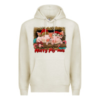 Oatmeal Heather merry pig mas Premium Hoodie - RanaPortraitStore