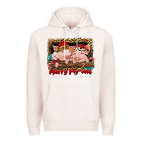 Pale Pink merry pig mas Premium Hoodie - RanaPortraitStore