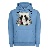 Pigment Pebble Blue Ghost Cat Urban Hoodie - texasbilliewilder