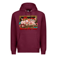 Burgundy merry pig mas Premium Hoodie - RanaPortraitStore