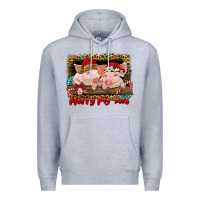 Heather Grey merry pig mas Premium Hoodie - RanaPortraitStore