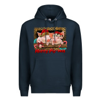 Navy merry pig mas Premium Hoodie - RanaPortraitStore