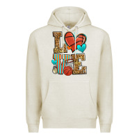 Oatmeal Heather love basketball Premium Hoodie - Zillion Design Studio