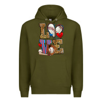 Army Green love baseball Premium Hoodie - Zillion Design Studio