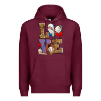 Burgundy love baseball Premium Hoodie - Zillion Design Studio