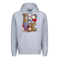 Heather Grey love baseball Premium Hoodie - Zillion Design Studio