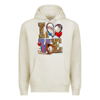 Oatmeal Heather love baseball Premium Hoodie - Zillion Design Studio