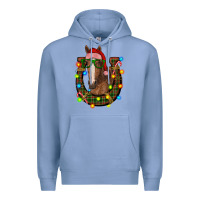 Colony Blue christmas horseshoe with horse Premium Hoodie - RanaPortraitStore
