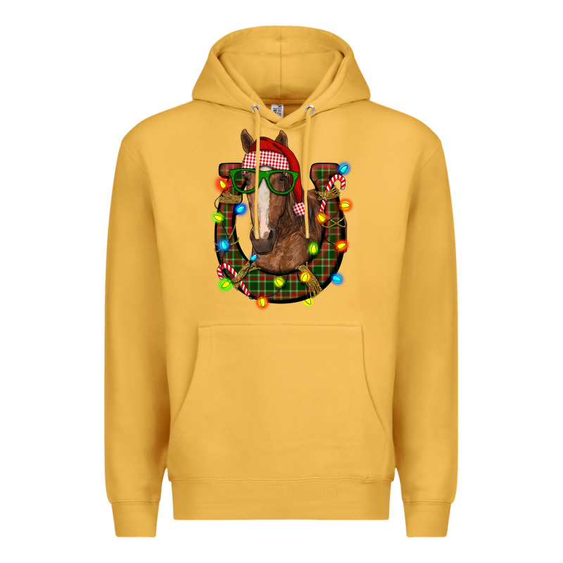 Christmas Horseshoe With Horse Premium Hoodie by RanaPortraitStore | Teevron