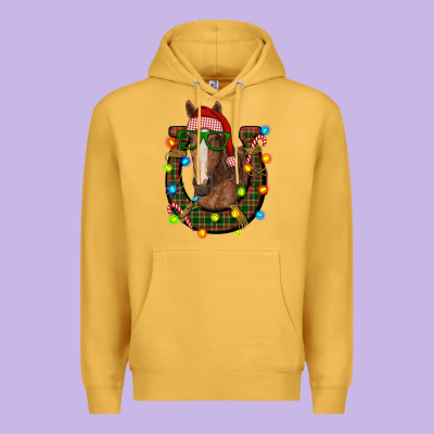 Christmas Horseshoe With Horse Premium Hoodie Designed By Ranaportraitstore