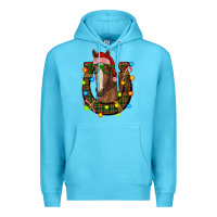 Ocean Blue christmas horseshoe with horse Premium Hoodie - RanaPortraitStore