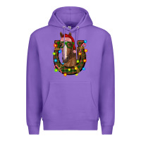 Purple christmas horseshoe with horse Premium Hoodie - RanaPortraitStore