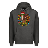 Charcoal Heather christmas horseshoe with horse Premium Hoodie - RanaPortraitStore