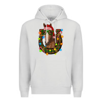 Dove Grey christmas horseshoe with horse Premium Hoodie - RanaPortraitStore
