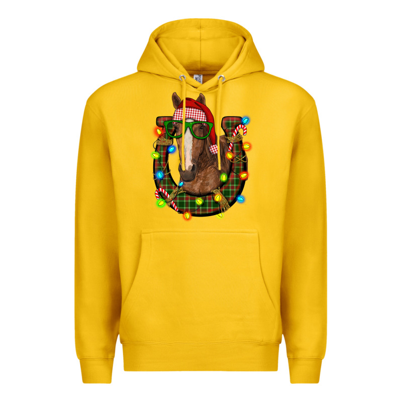 Christmas Horseshoe With Horse Premium Hoodie by RanaPortraitStore | Teevron