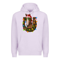 Lilac christmas horseshoe with horse Premium Hoodie - RanaPortraitStore